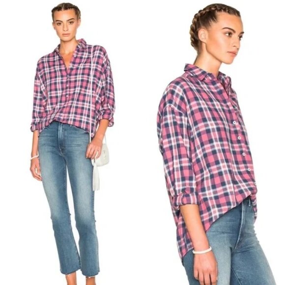 The Big Shirt in Washed Cherry Pink Plaid Small